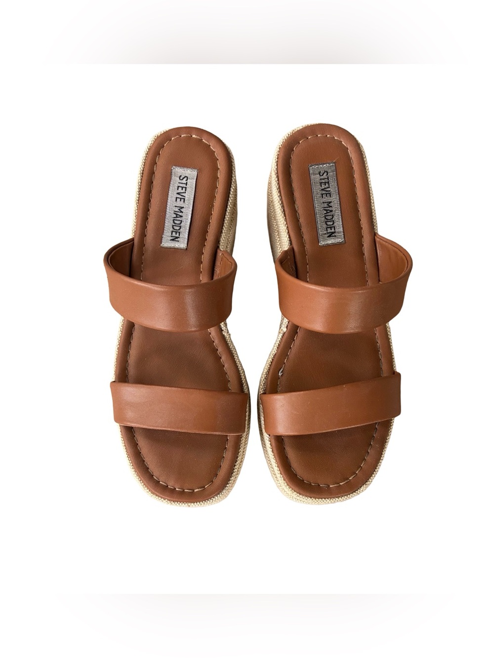Steve Madden Double Strap Platform Slide Sandals Tan Women’s Size 7